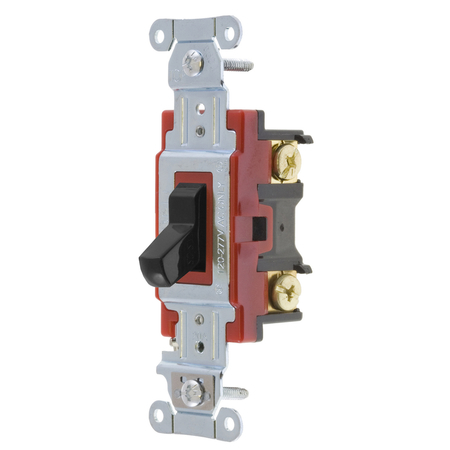 HUBBELL WIRING DEVICE-KELLEMS Switches and Lighting Controls, Hubbell- PRO Series, Toggle Switches, General Purpose AC, Three Way, 20A 120/277V AC, Back and Side Wired, Black 1223BK